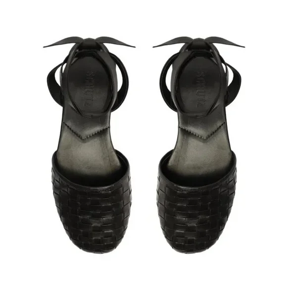 Schutz Ariel Woven Leather Flat Black Sz 7.5B - Picture 3 of 7